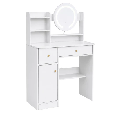 ModernHome ZDT-15 Toaletní stolek s kulatým zrcadlem a LED osvětlením