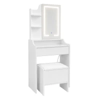 ModernHome ZDT-17 Toaletní stolek s LED zrcadlem, taburet, bílý
