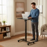 ModernHome JNI-PN01-1-1-NP Prenosný stolík na notebook 70 × 48 cm, s nastaviteľnou výškou 71,5 - 112 cm, čierny