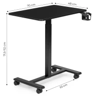ModernHome JNI-PN01-1-1-NP Prenosný stolík na notebook 70 × 48 cm, s nastaviteľnou výškou 71,5 - 112 cm, čierny