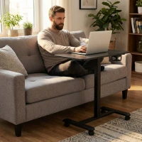 ModernHome JNI-PN01-1-1-NP Prenosný stolík na notebook 70 × 48 cm, s nastaviteľnou výškou 71,5 - 112 cm, čierny