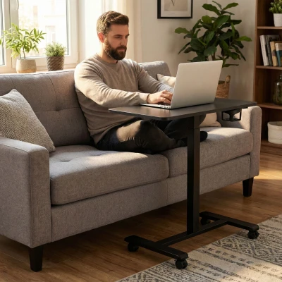 ModernHome JNI-PN01-1-1-NP Prenosný stolík na notebook 70 × 48 cm, s nastaviteľnou výškou 71,5 - 112 cm, čierny