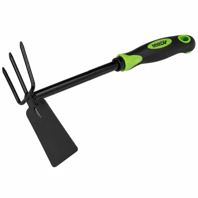 DIVODV 27898 Zahradní motyka s ručními hráběmi 2 v 1, 30 cm, černozelená