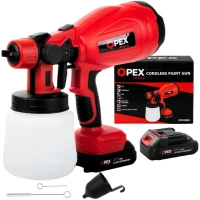 Opex Tools 28002 Aku stříkací pistole na barvy 800 W, 21 V, 2x akumulátor 1,5 Ah, nádrž 1 l