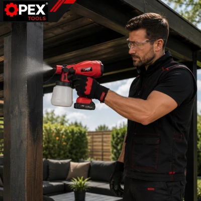 Opex Tools 28002 Akumulátorová striekacia pištoľ na farby 800 W, 21 V, 2x akumulátor 1,5 Ah, nádrž 1 l