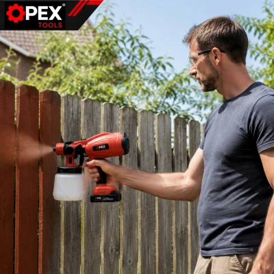 Opex Tools 28002 Akumulátorová striekacia pištoľ na farby 800 W, 21 V, 2x akumulátor 1,5 Ah, nádrž 1 l