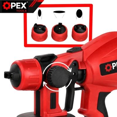 Opex Tools 28002 Akumulátorová striekacia pištoľ na farby 800 W, 21 V, 2x akumulátor 1,5 Ah, nádrž 1 l