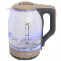 Verk 07541_BR Skleněná rychlovarná konvice s LED podsvícením, 2 l, 1500 W, hnědá