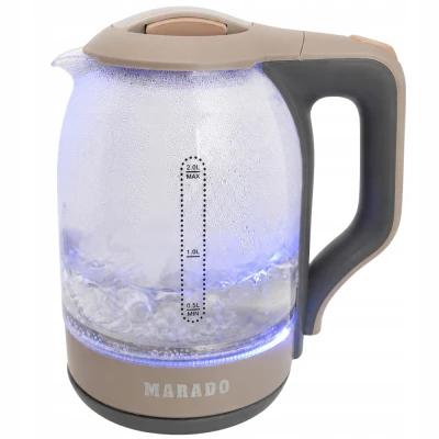 Verk 07541_BR Sklenená rýchlovarná kanvica s LED podsvietením, 2 l, 1500 W, hnedá