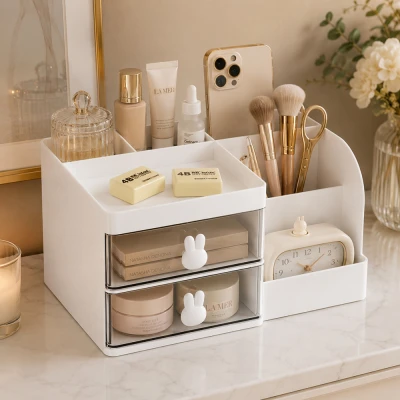 Verk 27645_B Stolní organizér na kosmetiku 23 x 15 x 11 cm, bílý