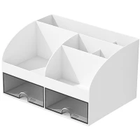 Verk 27654_B Multifunkčný stolný organizér so zásuvkami 21 x 14 x 12 cm, biely