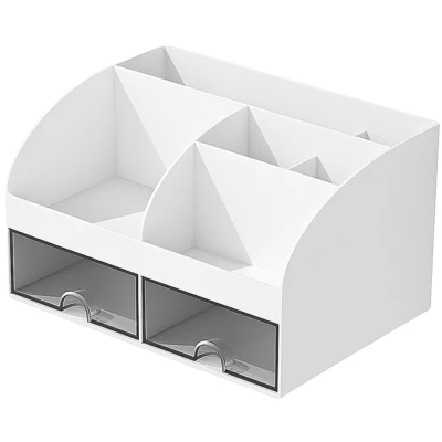 Verk 27654_B Multifunkční stolní organizér se zásuvkami 21 x 14 x 12 cm, bílý