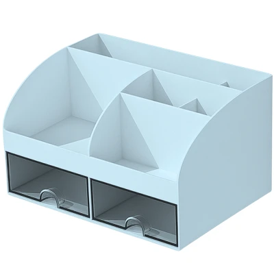 Verk 27654_N Multifunkční stolní organizér se zásuvkami 21 x 14 x 12 cm, modrý