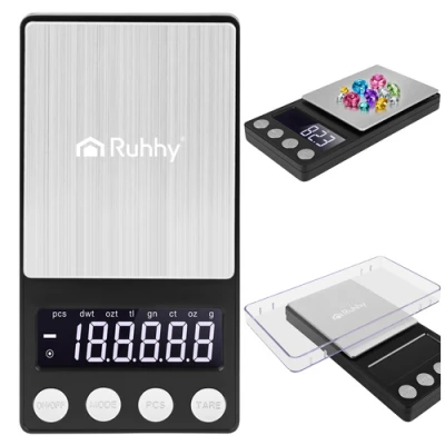 Ruhhy 27932 Digitálna vrecková váha 500 x 0,01 g, čierna