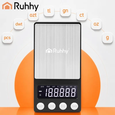Ruhhy 27932 Digitálna vrecková váha 500 x 0,01 g, čierna