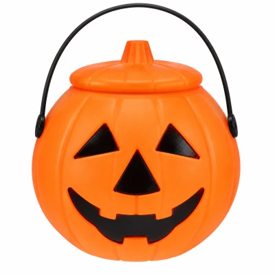 Verk 26145 Halloweenský vedierko na sladkosti v tvare tekvice, 16 cm, oranžové