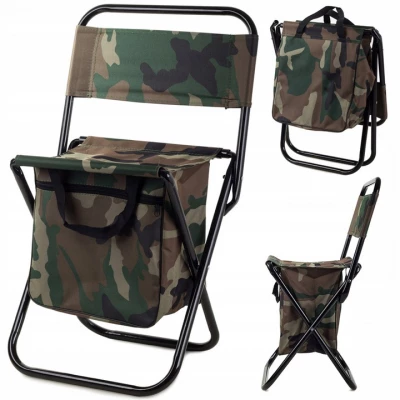Verk 01234 Kempingová skládací židle s brašnou 2 v 1 maskáč