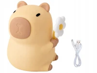 Verk 12418 Silikónová nočná lampička, dotyková, USB-C, RGB, kapybara s paličkou
