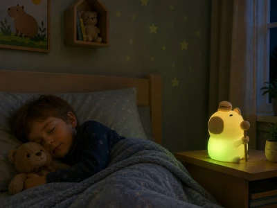 Verk 12418 Silikónová nočná lampička, dotyková, USB-C, RGB, kapybara s paličkou