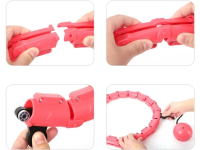 Verk 24642 Nastaviteľný masážny Hula Hoop so závažím, 24 dielov, ružový