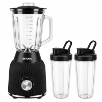 Ruhhy 27826 Stolný mixér so sklenenou nádobou 1200 W, 2 prenosné fľaše, čierny