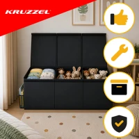 Kruzzel 28122 Skladací box na hračky s vekom XXL, 132 l, čierny