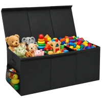 Kruzzel 28122 Skladací box na hračky s vekom XXL, 132 l, čierny