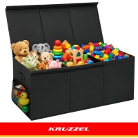 Kruzzel 28122 Skladací box na hračky s vekom XXL, 132 l, čierny