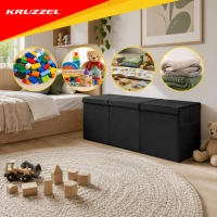 Kruzzel 28122 Skladací box na hračky s vekom XXL, 132 l, čierny