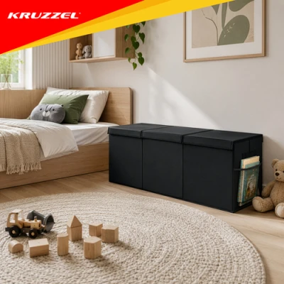 Kruzzel 28122 Skladací box na hračky s vekom XXL, 132 l, čierny