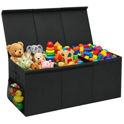 Kruzzel 28122 Skladací box na hračky s vekom XXL, 132 l, čierny