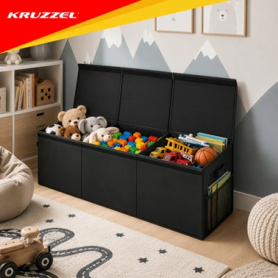 Kruzzel 28122 Skladací box na hračky s vekom XXL, 132 l, čierny