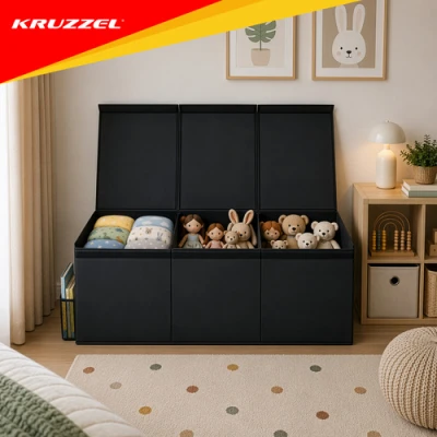 Kruzzel 28122 Skladací box na hračky s vekom XXL, 132 l, čierny