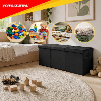 Kruzzel 28122 Skladací box na hračky s vekom XXL, 132 l, čierny