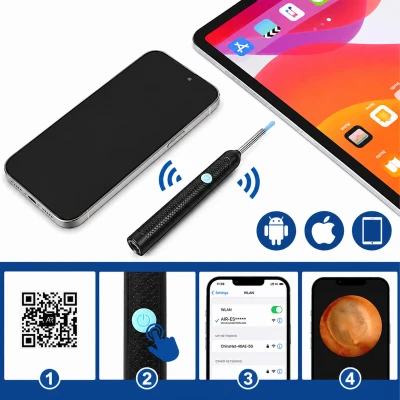 RealG RC-K-2552 Otoskop s HD kamerou 1080P WiFi , čistič uší s LED, USB-C