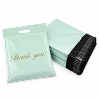 RealG RC083 Kurýrní plastové obálky s uchem Thank You, 400×500+70 mm, 50 ks, mátové