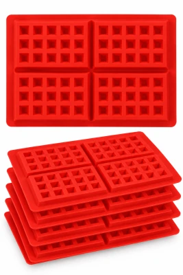 RealG RC-K-2549 Silikonová forma na 4 vafle do horkovzdušné fritézy a trouby 27,7 × 18,4 cm, 5 ks