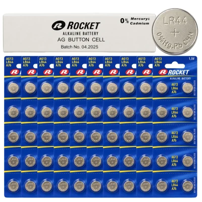 Rocket AG13 Alkalické knoflíkové baterie Rocket LR44 1,5 V, 200 ks