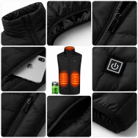 RealG RC-K-2016 Vyhřívaná vesta USB unisex vel. M, 3 teploty, 4 topné zóny, černá