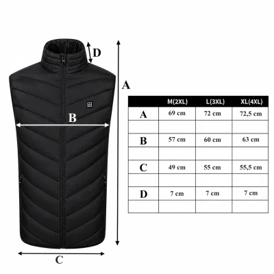 RealG RC-K-2016 Vyhřívaná vesta USB unisex vel. M, 3 teploty, 4 topné zóny, černá