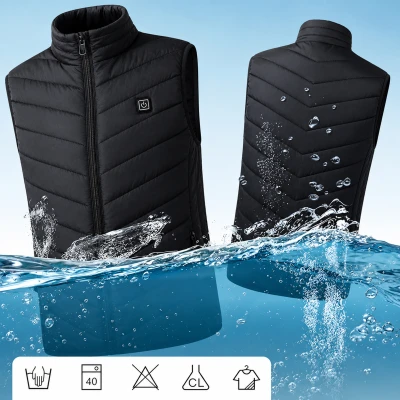 RealG RC-K-2017 Vyhřívaná vesta USB unisex vel. L, 3 teploty, 4 topné zóny, černá