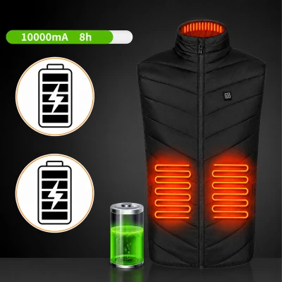 RealG RC-K-2017 Vyhřívaná vesta USB unisex vel. L, 3 teploty, 4 topné zóny, černá