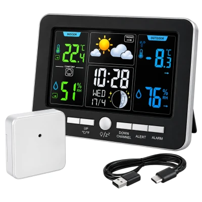 KIK KX2515 Meteostanice s teploměrem, vlhkoměrem a budíkem USB