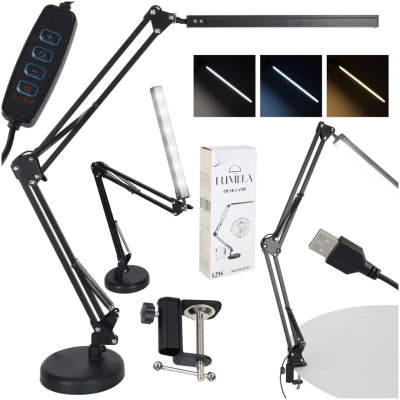 KIK KX2988 Stolová LED lampička USB, otočné rameno, 2 spôsoby uchytenia