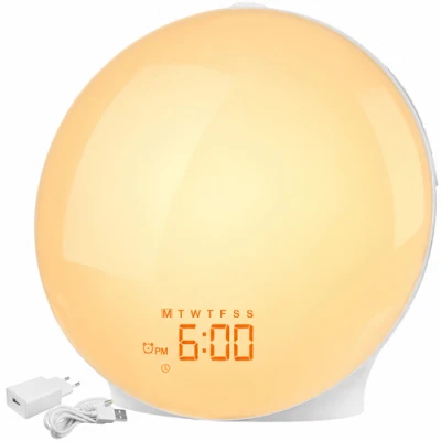 Izoxis 27784 Svetelný budík so simuláciou východu slnka, s FM rádiom, biely