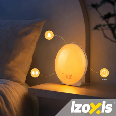 Izoxis 27784 Svetelný budík so simuláciou východu slnka, s FM rádiom, biely