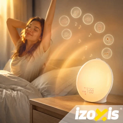 Izoxis 27784 Svetelný budík so simuláciou východu slnka, s FM rádiom, biely