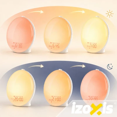 Izoxis 27784 Svetelný budík so simuláciou východu slnka, s FM rádiom, biely