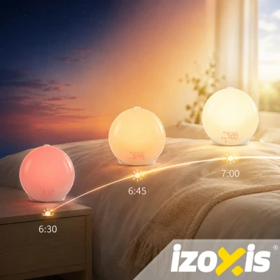 Izoxis 27784 Svetelný budík so simuláciou východu slnka, s FM rádiom, biely
