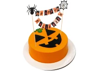 Verk 26144 Halloweenská dekorácia na tortu „Happy Halloween“, čierno-oranžová